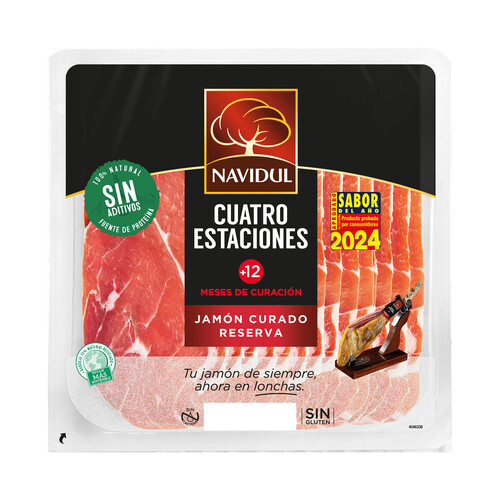 Alcampo NAVIDUL Cuatro estaciones Jamón curado reserva (+12 meses curación) cortado en lonchas 138 g