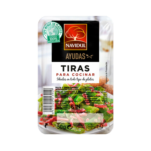 Alcampo NAVIDUL Jamón curado cortado en tiras elaborado sin gluten NAVIDUL 50 g