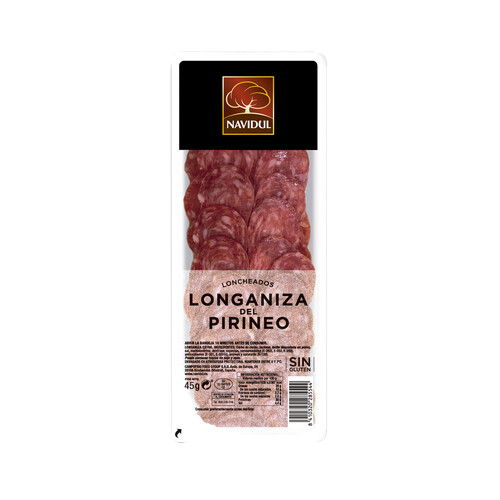 Alcampo NAVIDUL Longaniza del Pirineo sin gluten y cortado en lonchas NAVIDUL 45 g