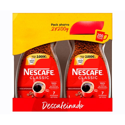 Alcampo NESCAFÉ Café soluble descafeinado pack 2 uds x 200 g