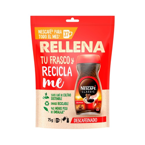 Alcampo NESCAFÉ Classic Café soluble descafeinado doypack 75 g