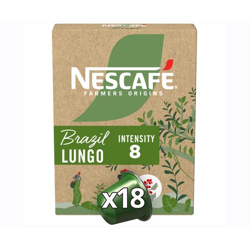 Alcampo NESCAFÉ Farmers Origins Brazil lungo I8 Café en capsulas 18 uds