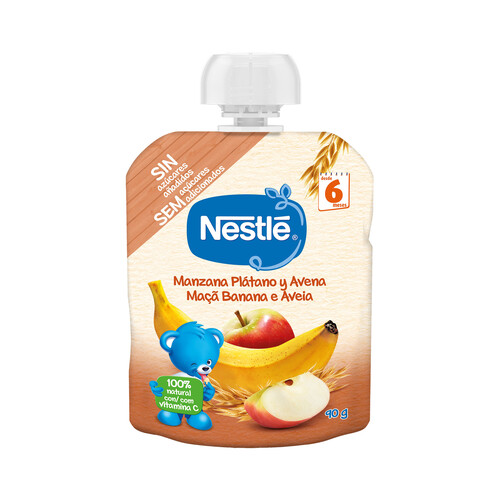 Alcampo NESTLÉ Bolsita de fruta (manzana plátano) con avena para bebés a partir de 6 meses NESTLÉ 90 g
