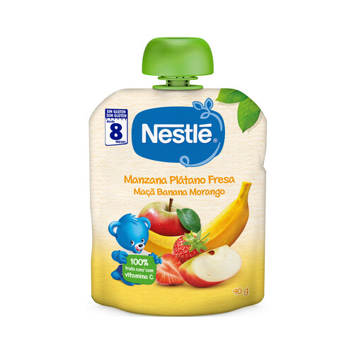 Alcampo NESTLÉ Bolsita de fruta (manzana plátano y fresa) a partir de 8 meses NESTLÉ 90 g
