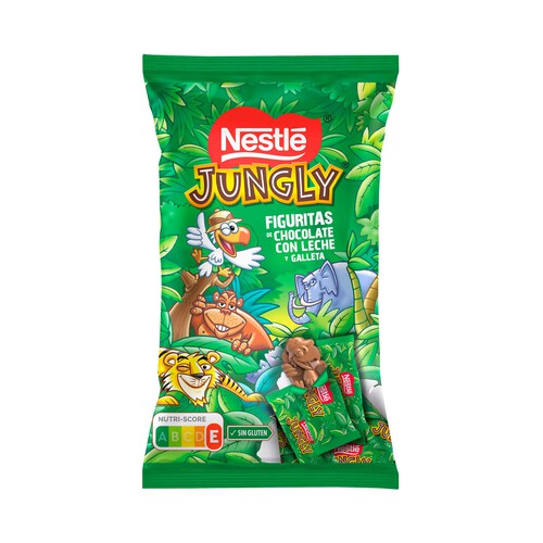 Alcampo NESTLE Jungly Figuritas de chocolate con leche y galleta con formas de divertidos animales 15 uds. 124 g