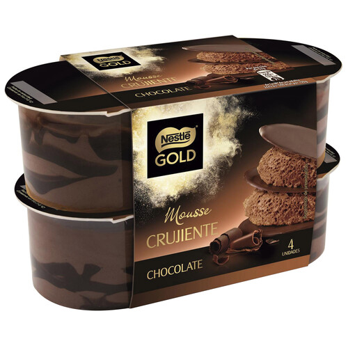 Alcampo NESTLÉ Mousse de chocolate con crujiente de chocolate Gold 4 x 57 g