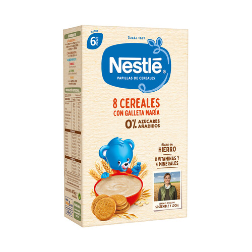 Alcampo NESTLÉ Papilla de 8 cereales con galleta Maria y sin azúcares añadidos a partir de 6 meses 475 g