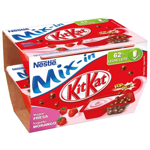 Alcampo NESTLÉ Yogur de fresa con trocitos de galleta recubieros de chocolate con leche Mix-in 2 x 115 g