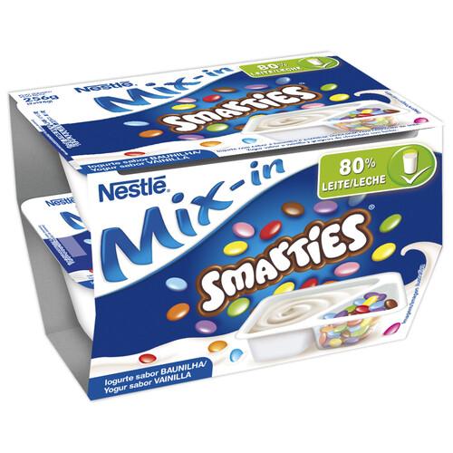 Alcampo NESTLÉ Yogur de vainilla con grageas de chocolate con leche Smarties mix-in 2 x 128 g