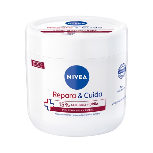 Alcampo NIVEA Repara & cuida Crema corporal (cara cuerpo y manos) hidratante para pieles extra seca y ásperas 400 ml
