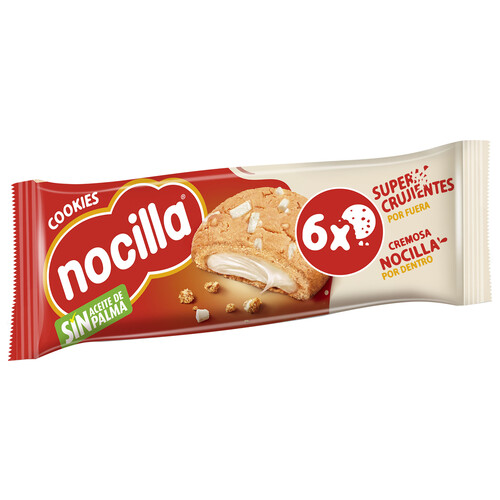 Alcampo NOCILLA Cookies Galletas con confiteria de cacao rellenas con crema leche con avellanas 6 uds. 20 g