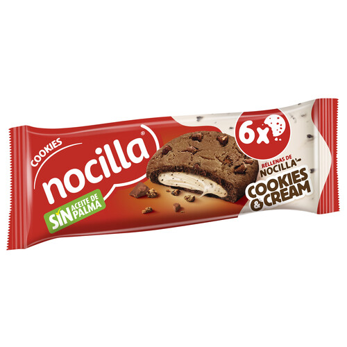 Alcampo NOCILLA Galletas cookies rellenas de crema de cacao y leche 6 uds 120 g