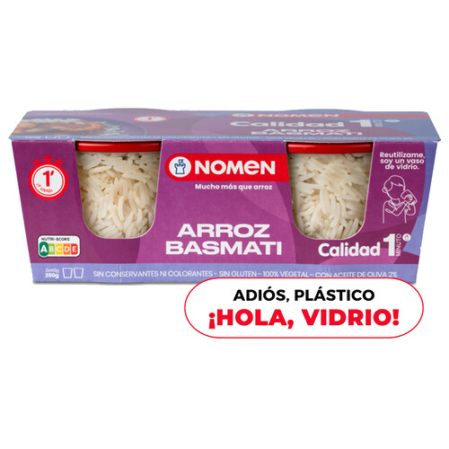 Alcampo NOMEN Arroz basmati vasito para microondas 2 uds x140 g