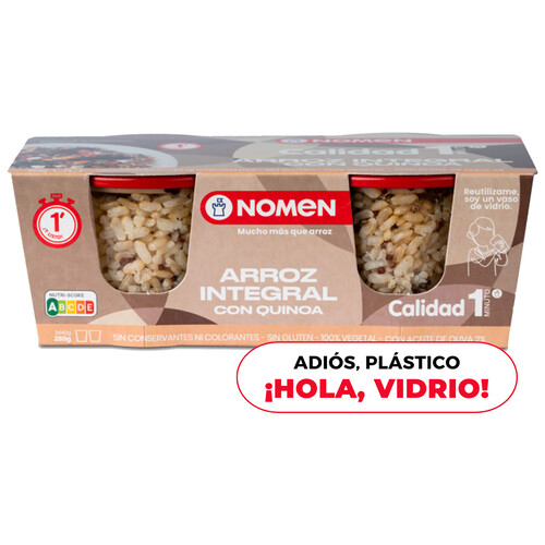 Alcampo NOMEN Arroz integral con quinoa vasito para microondas 2 uds x 140 g