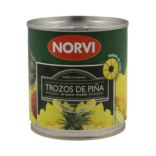 Alcampo NORVI Trozos de piña en su jugo NORVI 270 g. peso neto escurrido