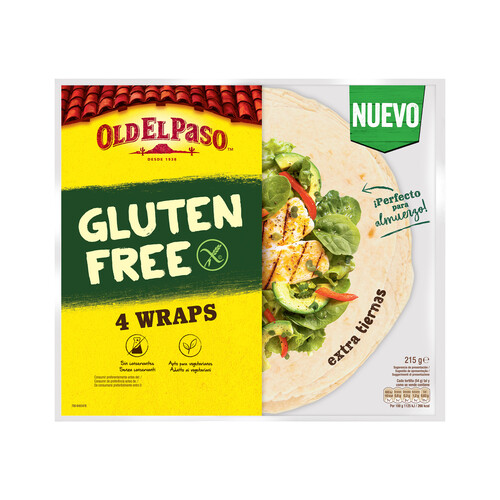 Alcampo OLD EL PASO Tortillas wrap sin gluten OLD EL PASO 4 uds. 215 g