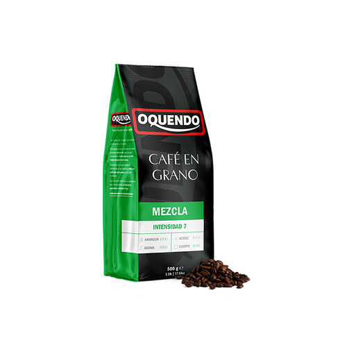 Alcampo OQUENDO Café mezcla de tueste natural 70% y torrefacto 30% en grano I7 500 g