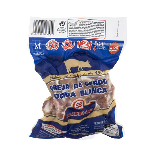 Alcampo Oreja de cerdo cocida elaborada sin gluten y sin lactosa SEGUNDO SANZ 450 g
