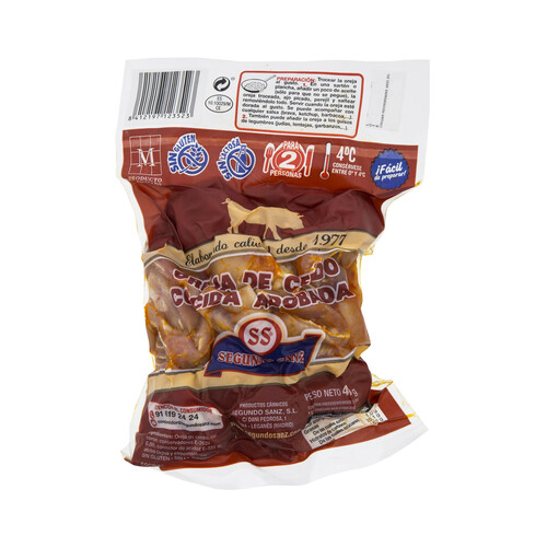 Alcampo Oreja de cerdo cocida y adobada elaborada sin gluten y sin lactosa SEGUNDO SANZ 450 g