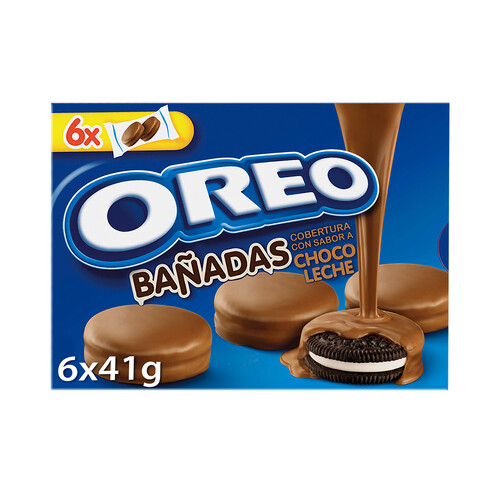 Alcampo OREO Galletas rellenas de crema de vainilla y cubiertas de chocolate con leche 6 uds. 41 g