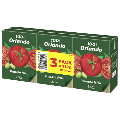 Alcampo ORLANDO Tomate frito con aceite de oliva virgen extra brik de 3 uds x 212 g