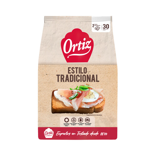 Alcampo ORTIZ Pan tostado extra crujiente estilo tradicional 30 uds. 324 g