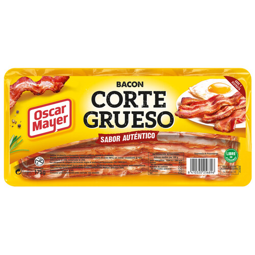 Alcampo OSCAR MAYER Bacon semicocido y ahumado sin gluten y cortado en lonchas gruesas OSCAR MAYER 175 g
