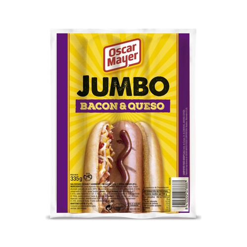Alcampo OSCAR MAYER Salchichas cocidas con bacon y queso y sabor ahumado OSCAR MAYER Jumbo 335 g