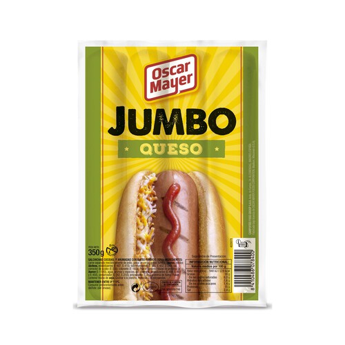 Alcampo OSCAR MAYER Salchichas cocidas con queso y sabor ahumado OSCAR MAYER Jumbo 350 g