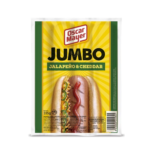 Alcampo OSCAR MAYER Salchichas rellenas de jalapeños y queso cheddar OSCAR MAYER Jumbo 335 g