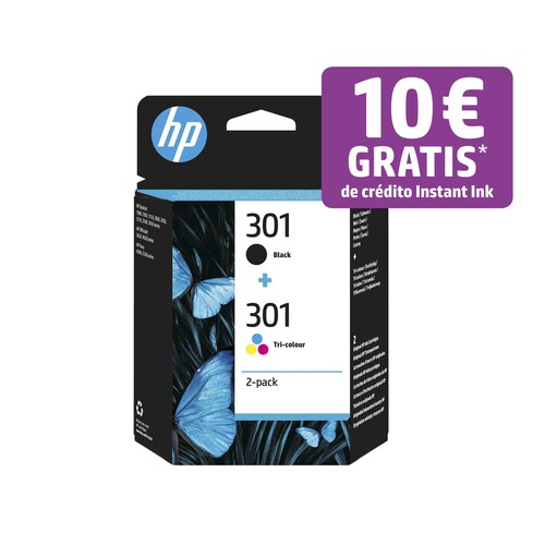Alcampo Pack de 2 cartuchos originales de tinta HP 301 N9J72AE negro y tricolor