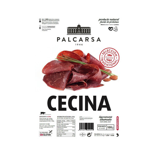 Alcampo PALCARSA Cecina de vacuno ligeramente ahumada y cortada en finas lonchas PALCARSA 100 g