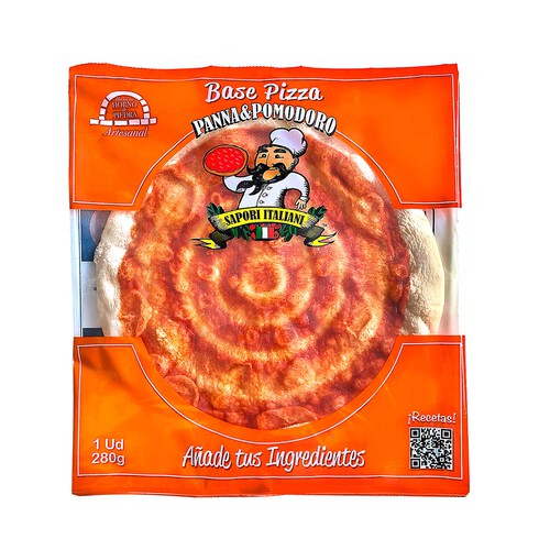 Alcampo PANNA & POMODORO Base para pizza con tomate precocida en horno de piedra 280 g