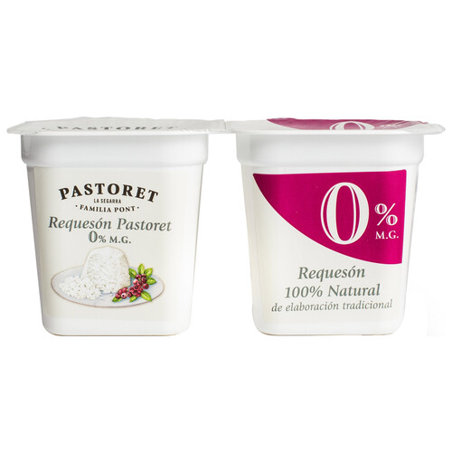 Alcampo PASTORET Requesón 100% natural de elaboración tradicional y con 0% materia grasa PASTORET 2 x 125 g