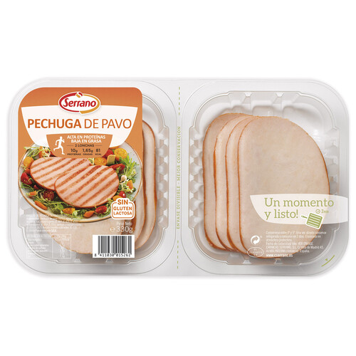 Alcampo Pechuga de pavo cortada en lonchas SERRANO 330 g