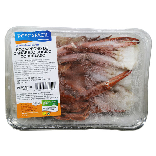 Alcampo PESCAFÁCIL Boca y pecho de cangrejo cocido congelado 600 g