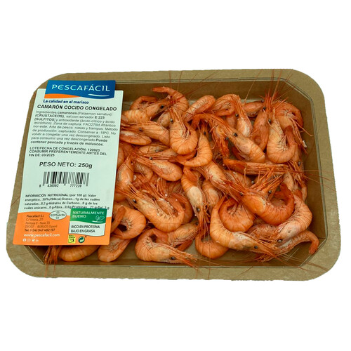 Alcampo PESCAFACIL Camaron cocido congelado 200/300 piezas 250 g