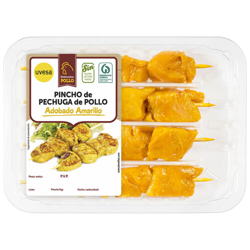 Alcampo Pincho Moruno De Pechuga De Pollo Con Adobo Amarillo UVESA 320 G