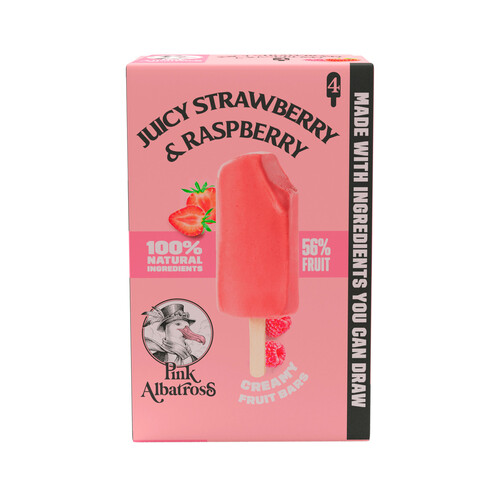 Alcampo PINK ALBATROSS Polos de fresa y frambuesa 4 x 65 ml