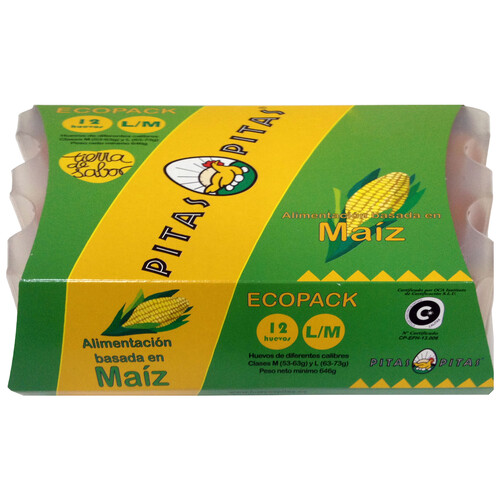 Alcampo PITAS Huevos de gallinas en jaulas acondicionadas clase L / M y cat. A 12 uds