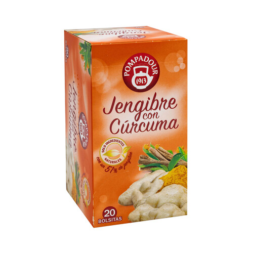 Alcampo POMPADOUR Infusion de jengibre con curcuma 20 uds. 36 g