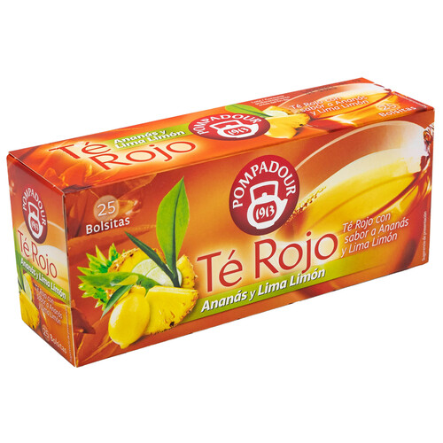 Alcampo POMPADOUR Té rojo con piña y lima limón 25 uds. de 1 75 g