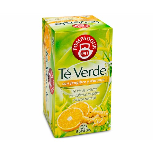Alcampo POMPADOUR Té verde con jengibre y naranja 20 uds. 35 g