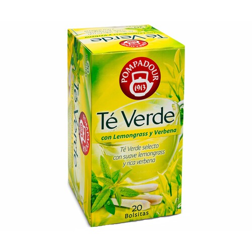 Alcampo POMPADOUR Té verde con lemongrass y verbena 20 uds