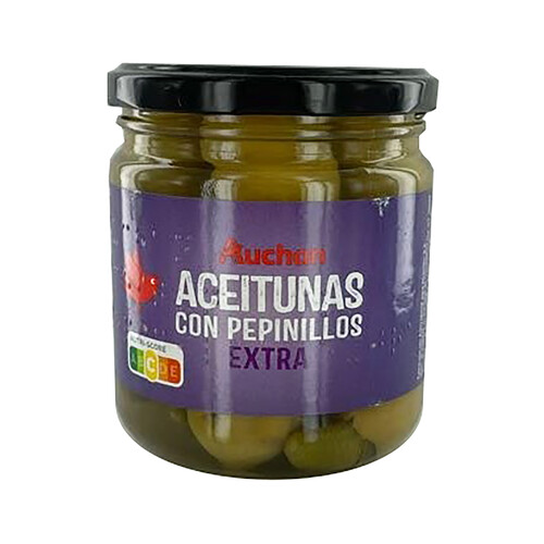 Alcampo PRODUCTO ALCAMPO Aceitunas con pepinillos extra PRODUCTO ALCAMPO frasco de 180 g