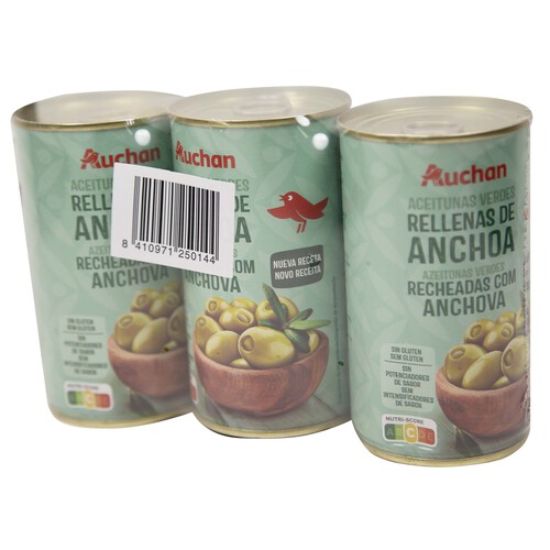 Alcampo PRODUCTO ALCAMPO Aceitunas rellenas de anchoa PRODUCTO ALCAMPO pack 3 uds. x 150 g