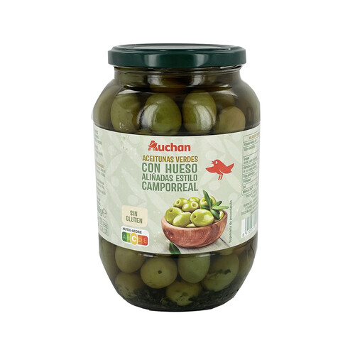 Alcampo PRODUCTO ALCAMPO Aceitunas verdes con hueso estilo Camporreal PRODUCTO ALCAMPO frasco de 500 g