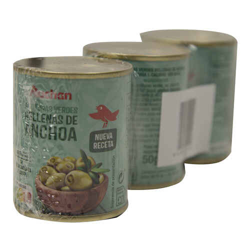 Alcampo PRODUCTO ALCAMPO Aceitunas verdes manzanillamini bar rellenas de anchoa PRODUCTO ALCAMPO 3 uds x 50 g