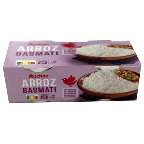 Alcampo PRODUCTO ALCAMPO Arroz basmati vasito para microondas calentar y listo 2 x 125 g