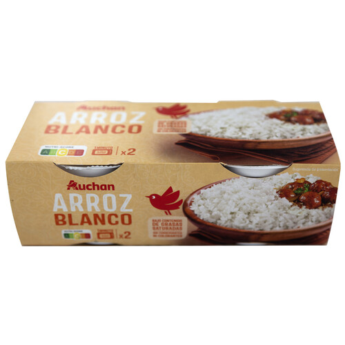 Alcampo PRODUCTO ALCAMPO Arroz blanco redondo cocido (vasito microondas) listo para calentar y comer 2 x 125 g